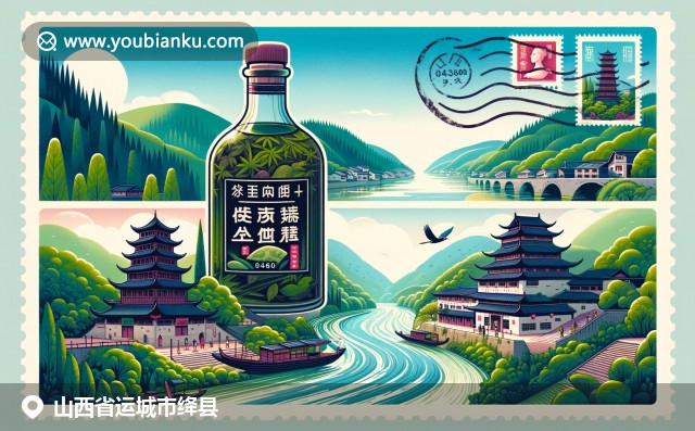 絳縣文化與自然之美，融入張壁古堡、老陳醋和汾河，在航空郵件信封中展現(xiàn)