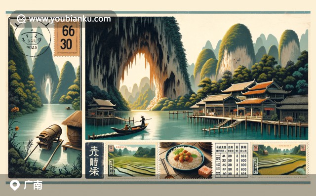壯麗瀑布下的苗族風(fēng)情與廣南地標(biāo) - 插畫展示云南廣南縣的自然景觀與民族特色