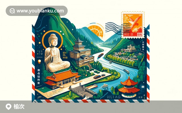 創(chuàng)意插畫：榆次郵政編碼030600，展現(xiàn)山西傳統(tǒng)與郵政元素的融合
