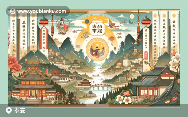 現(xiàn)代創(chuàng)意融合：泰山輪廓、明信片、煎餅與郵政元素