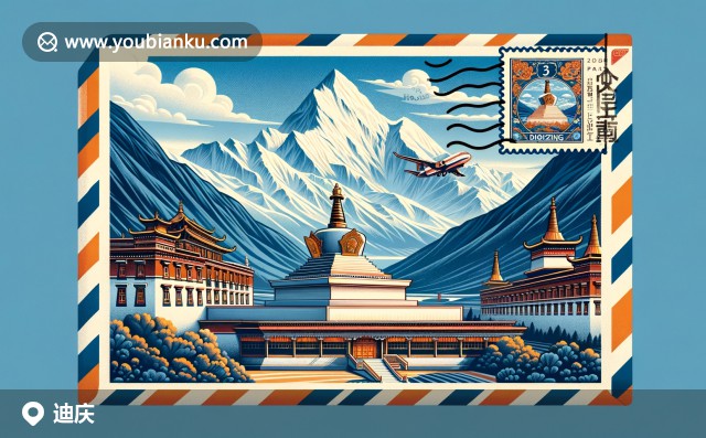 迪慶自然美景與文化傳媒融合，梅里雪山和松贊林寺圖案呈現(xiàn)在航空郵件信封設(shè)計(jì)中