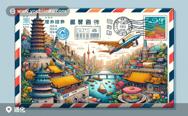 通化縣：雄偉的長白山、人參酒與二道江朝鮮族風(fēng)情的郵政信封插圖