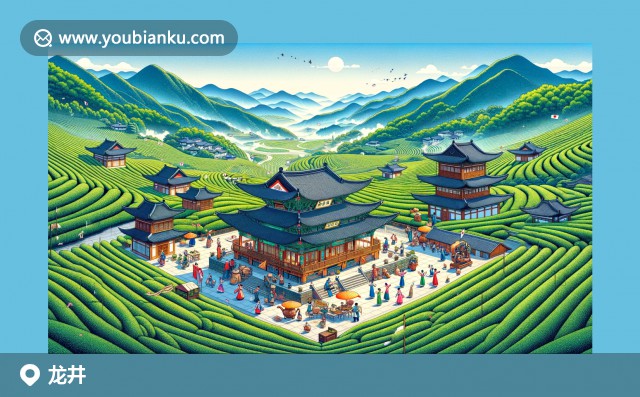 延邊龍井：茶園、朝鮮族建筑與慶?；顒拥泥]編主題插畫